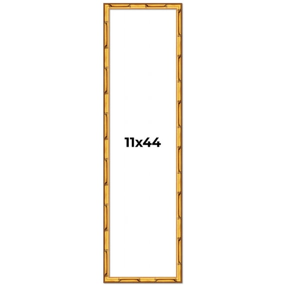 11x44 Frame Gold Bamboo Solid Wood Picture Frame | 1 Inch Moulding Width | Interior Frame Depth