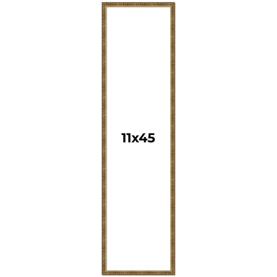 11x45 Frame Gold Solid Wood Picture Frame - Complete Modern Photo Frame Includes UV Acrylic