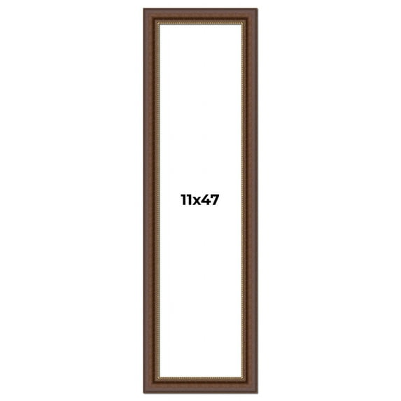 11x47 Copper and Brown Real Wood Picture Frame Width 2 inches | Interior Frame Depth 0.5 inches |