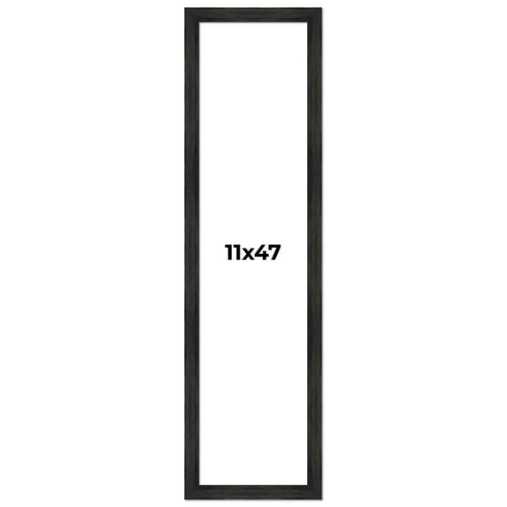 11x47 Frame Black Rustic Barnwood Solid Wood Picture Frame | 1.5 Inch Moulding Width | Includes UV