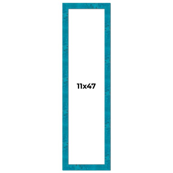 11x47 Frame Blue Teal Burl Wood Picture Frame | 1.75 Inch Moulding Width | Interior Frame Depth 0.5