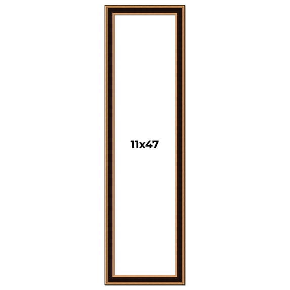 11x47 Frame Gold Brown Plein Air Vintage Solid Wood Picture Frame | 1.75 Inches Moulding Width |