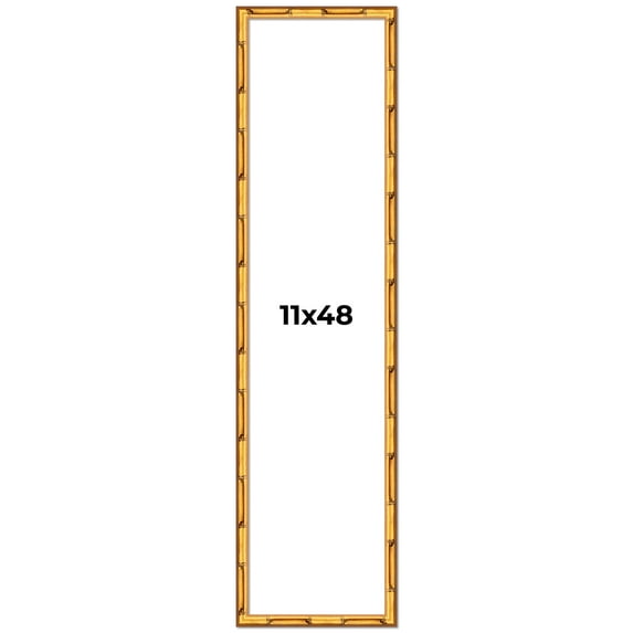 11x48 Frame Gold Bamboo Picture Frame - Complete Modern Photo Frame Includes UV Acrylic Shatter