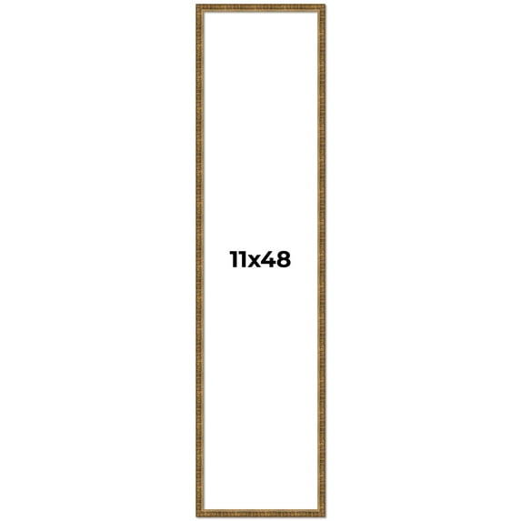 11x48 Frame Gold Solid Wood Picture Frame - Complete Modern Photo Frame Includes UV Acrylic