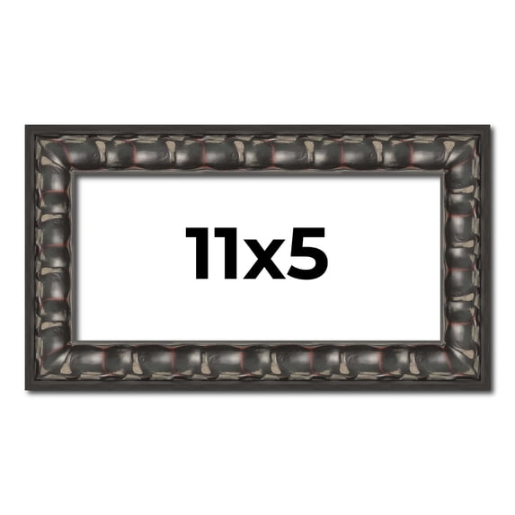 11x5 Frame Black-Brown Medieval Solid Wood Picture Frame | 1.5 Inch Moulding Width | Gotham Beveled