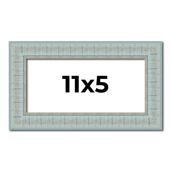 11x5 Frame Blue Teal Distressed Solid Wood Picture Frame | 1.625 Inch Moulding Width | Sonoma Blue
