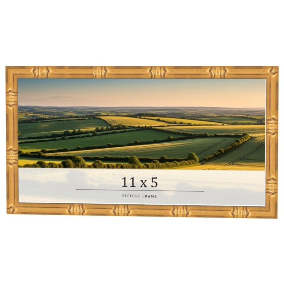 11x5 Frame Gold Bamboo Solid Wood Picture Frame | 1 Inch Moulding Width | Interior Frame Depth 0.75