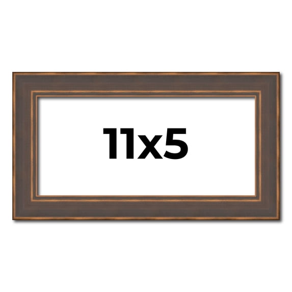 11x5 Frame Golden Caramel Solid Wood Bronze Picture Frame | 1.25 Inch Moulding Width | 0.5 Inch