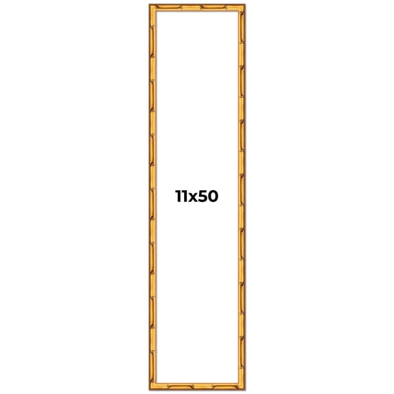 11x50 Frame Gold Bamboo Picture Frame - Complete Modern Photo Frame Includes UV Acrylic Shatter