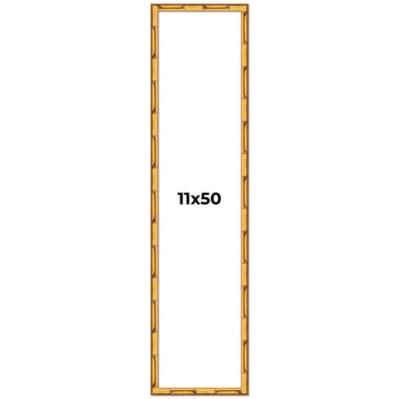 11x50 Frame Gold Bamboo Picture Frame - Complete Modern Photo Frame Includes UV Acrylic Shatter
