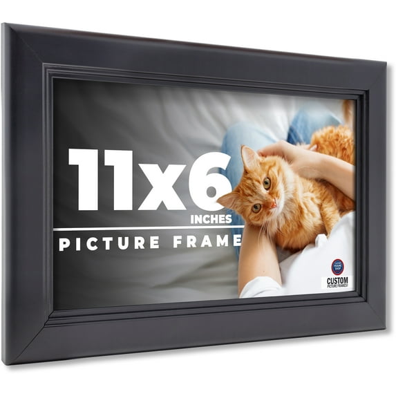 11x6 Frame Black Passaggi Solid Wood Picture Frame Width 1.5 Inches | Interior Frame Depth 0.5