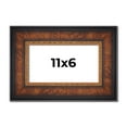 thumbnail image 1 of 11x6 Frame Brown Walnut Gold Ornate Trim Solid Wood Plein Air Picture Frame | 3 Inch Moulding Width, 1 of 8