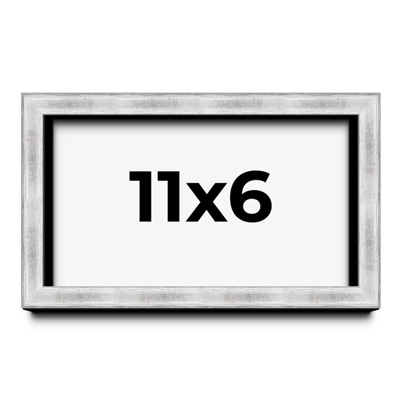 11x6 Frame Brushed Silver Solid Wood Picture Frame | 0.75 Inch Moulding Width | Rabbet Depth 0.75