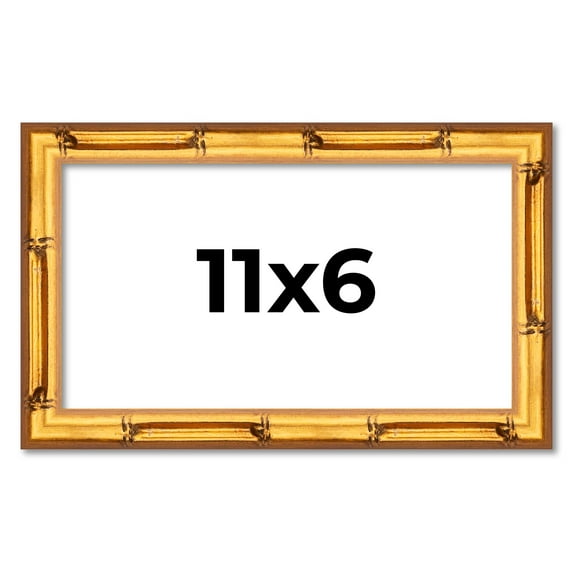 11x6 Frame Gold Bamboo Solid Wood Picture Frame | 1 Inch Moulding Width | Interior Frame Depth 0.75
