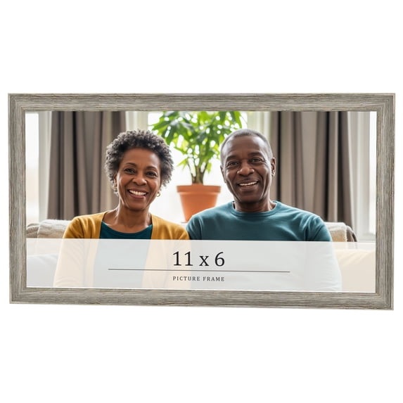 11x6 Frame Grey Solid Wood Picture Frame Width 1 Inches | Interior Frame Depth 0.5 Inches |