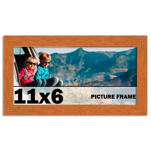 11x6 Frame Honey Pecan Brown Picture Frame - Modern Photo Frame Includes UV Acrylic Shatter Guard