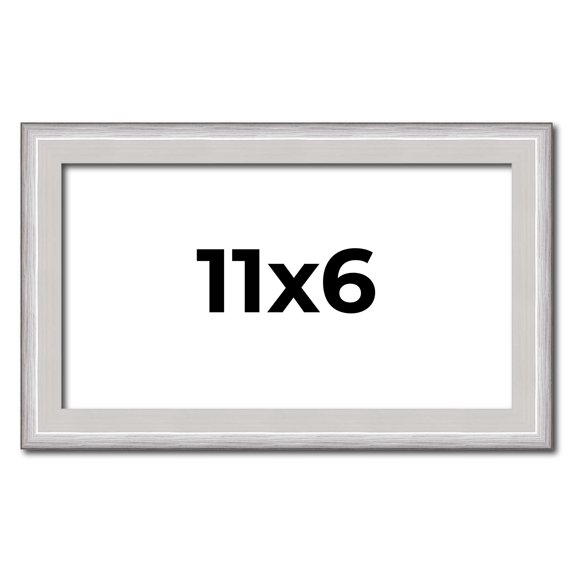 11x6 Frame Silver Inner Slope Bevel Picture Frame | 1 Inch Moulding Width | 0.75 Inch Rabbet Depth