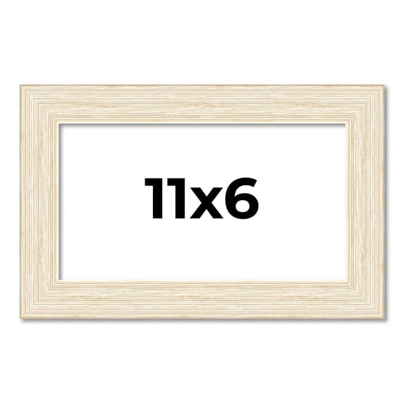 11x6 Frame White Barnwood Picture Frame Includes UV Acrylic Plexiglass, Acid Free Foam Backing