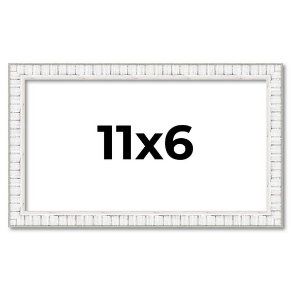 11x6 Frame White Scuffed Rustic Solid Wood Picture Frame | 0.75 Inch Moulding Width| Includes UV