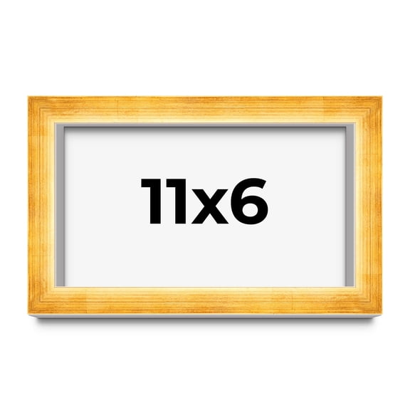 11x6 Shadow Box Frame Gold | 1.625 Inches Deep Real Wood Traditional Shadowbox Display Frame | UV