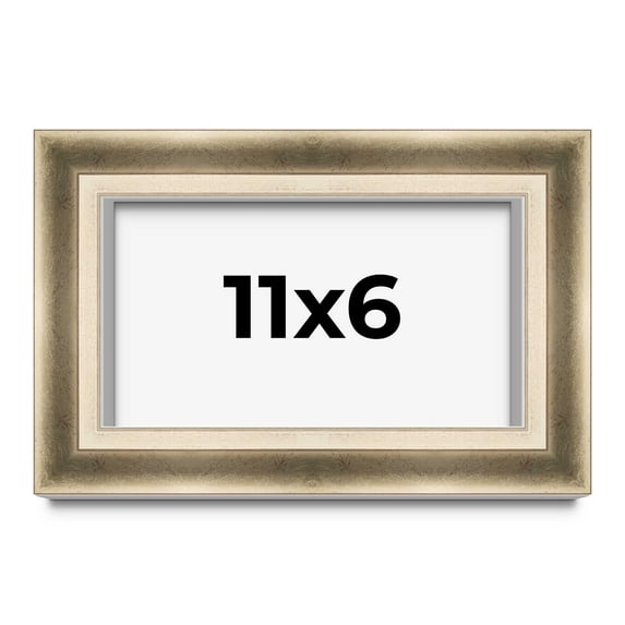 11x6 Shadow Box Frame Silver | 1.75 inches Deep Real Wood Traditional Shadowbox Display Frame | UV