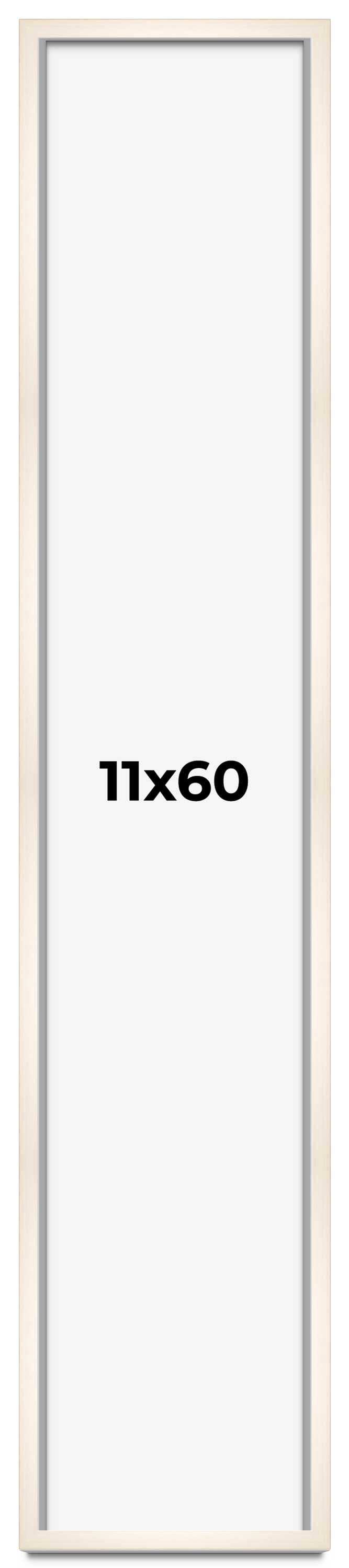 11x60 Frame White Wash Solid Wood Picture Frame | 0.75 Inch Moulding ...