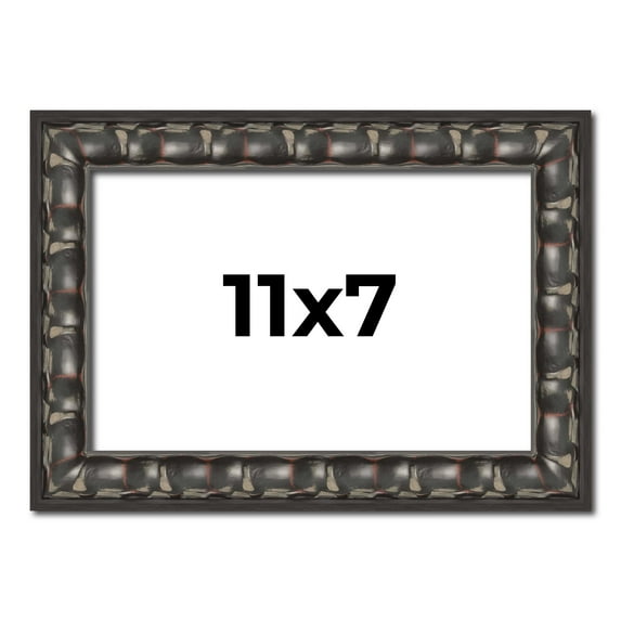 11x7 Frame Black-Brown Medieval Solid Wood Picture Frame | 1.5 Inch Moulding Width | Gotham Beveled