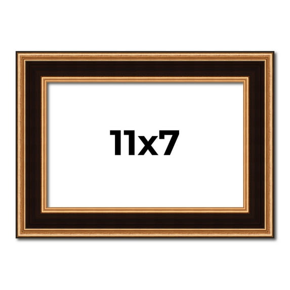 11x7 Frame Gold Brown Plein Air Vintage Solid Wood Picture Frame | 1.75 Inches Moulding Width |