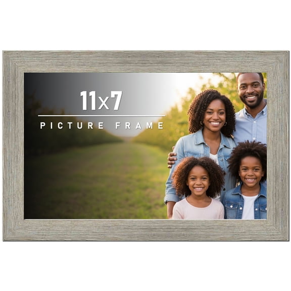 11x7 Frame Gray Barnwood Rustic Solid Wood Picture Frame | 1.5 Inch Moulding Width | Includes UV