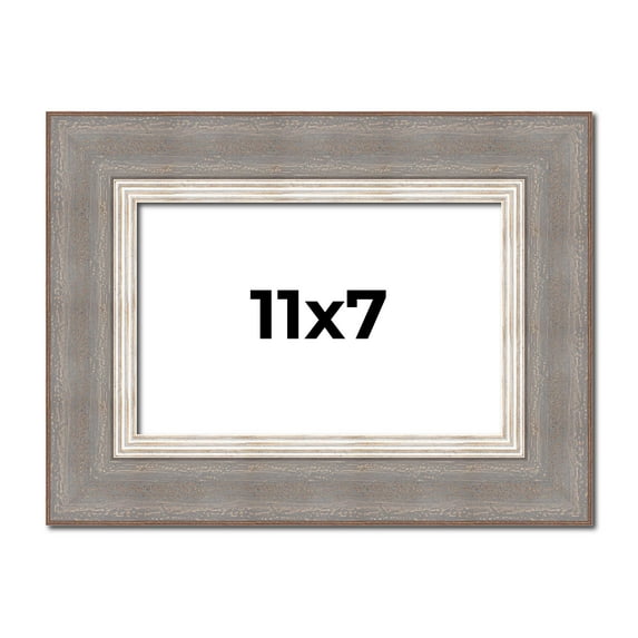 11x7 Frame Grey Real Wood Picture Frame Width 2.75 Inches | Interior Frame Depth 0.5 Inches | Linus