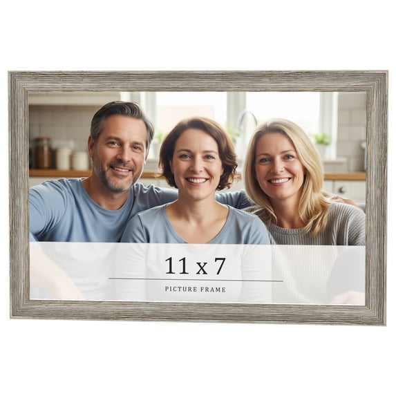 11x7 Frame Grey Solid Wood Picture Frame Width 1 Inches | Interior Frame Depth 0.5 Inches |