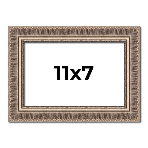 11x7 Frame Silver Harvest Ornate Solid Wood Picture Frame | 1.75 Inch Moulding Width |Mayflower