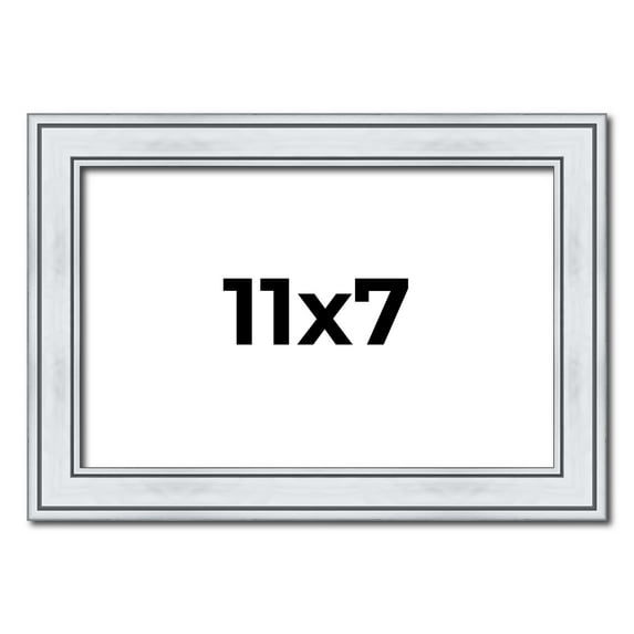11x7 Frame Sterling Silver Solid Wood Picture Frame | 1.25 Inch Moulding Width | 0.75 Inch Interior