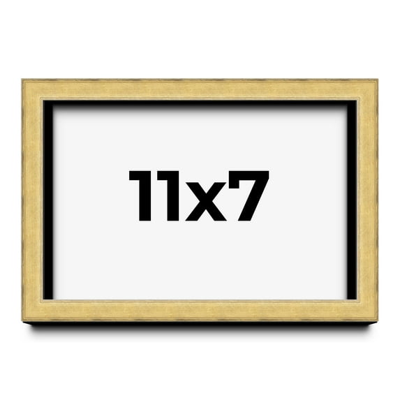 11x7 Shadow Box Frame Gold | 1.375 Inches Deep Real Wood Contemporary Shadowbox Display Frame | UV