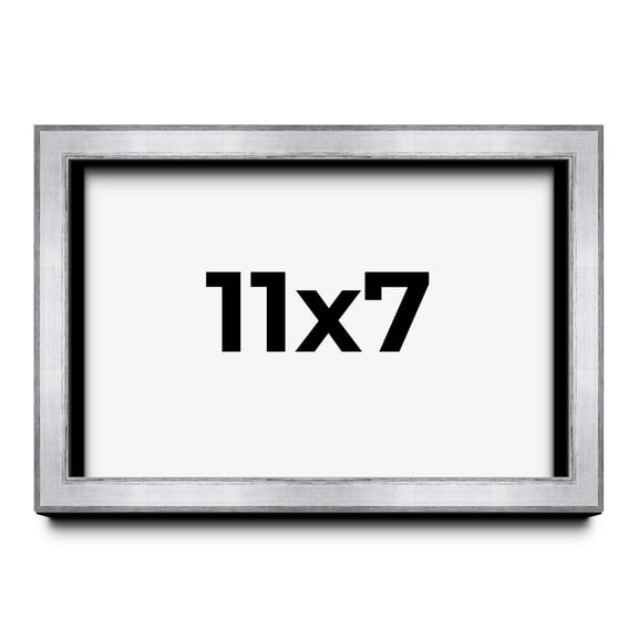 11x7 Shadow Box Frame Silver | 1.375 Inches Deep Real Wood Contemporary Shadowbox Display Frame |
