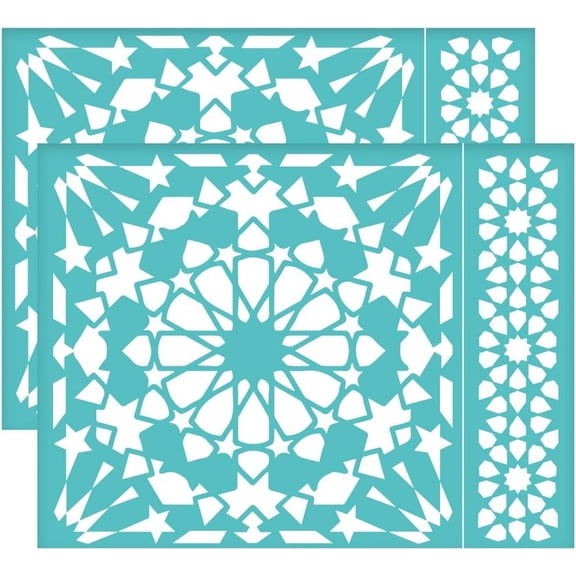 11x8.6 Inch 2Pcs Self-Adhesive Silk Screen Printing Stencil Floral Pattern Mesh Transfers Stencil Floor Tile Moroccan Alhambra Silk Screen Stencil for Painting on Wood DIY T-Shirt Fabric DIY