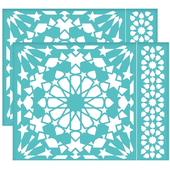 11x8.6 Inch 2Pcs Self-Adhesive Silk Screen Printing Stencil - Floral Pattern Mesh Transfers