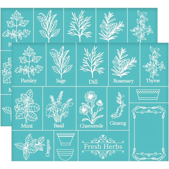 11x8.6 Inch 2Pcs Self-Adhesive Silk Screen Printing Stencil - Plants Pattern Mesh Transfers