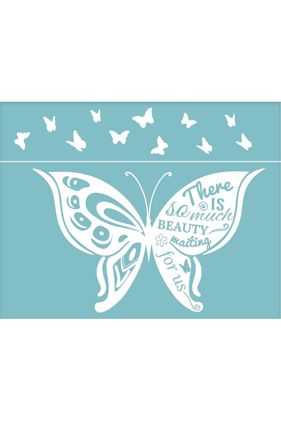 11x8.6 Inch Self-Adhesive Silk Screen Printing Stencil Reusable Pattern Stencils Butterfly for Painting on Wood Fabric T-Shirt Wall and Easter Decorations Blue DIY