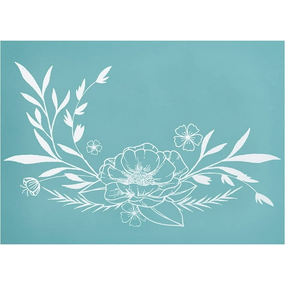 11x8.6 Inch Self-Adhesive Silk Screen Printing Stencil Reusable Pattern Stencils Flower & Plant
