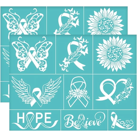 11x8.6 inch 2pcs Silk Screen Printing Stencils Self-Adhesive Breast Cancer Prevention Theme Stencils Ribbon Silkscreen Stencils Mesh Transfer Stencil
