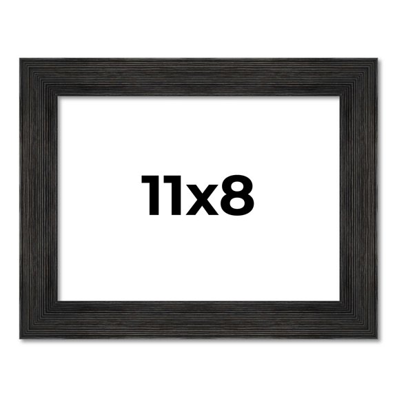 11x8 Black Rustic Wide Barnwood Picture Frame - UV Acrylic, Foam Board Backing, Hanging Hardware