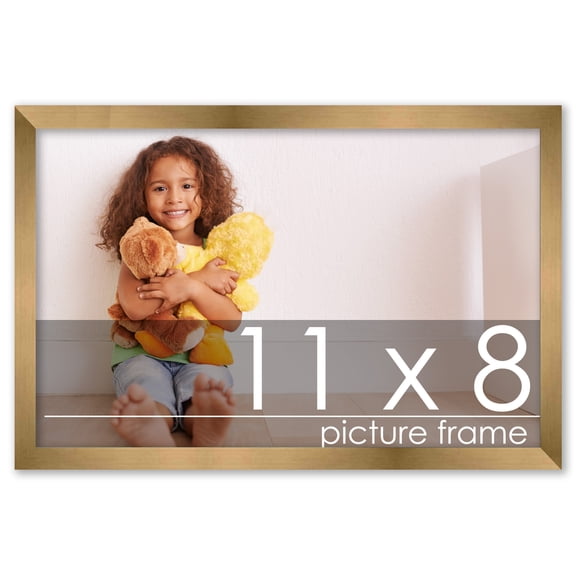 11x8 Gold Bronze Wood Picture Frame - UV Acrylic, Foam Board Backing, Hanging Hardware