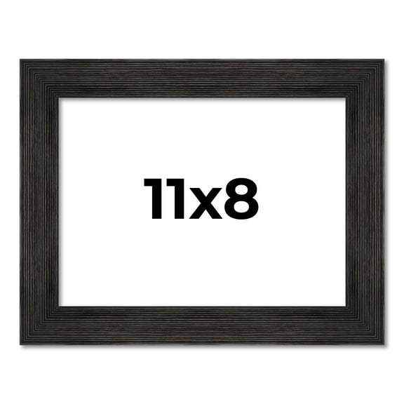 11x8 Distressed/Aged Black Wood Picture Frame - UV Acrylic, Foam Board Backing, & Hanging Hardware Included!