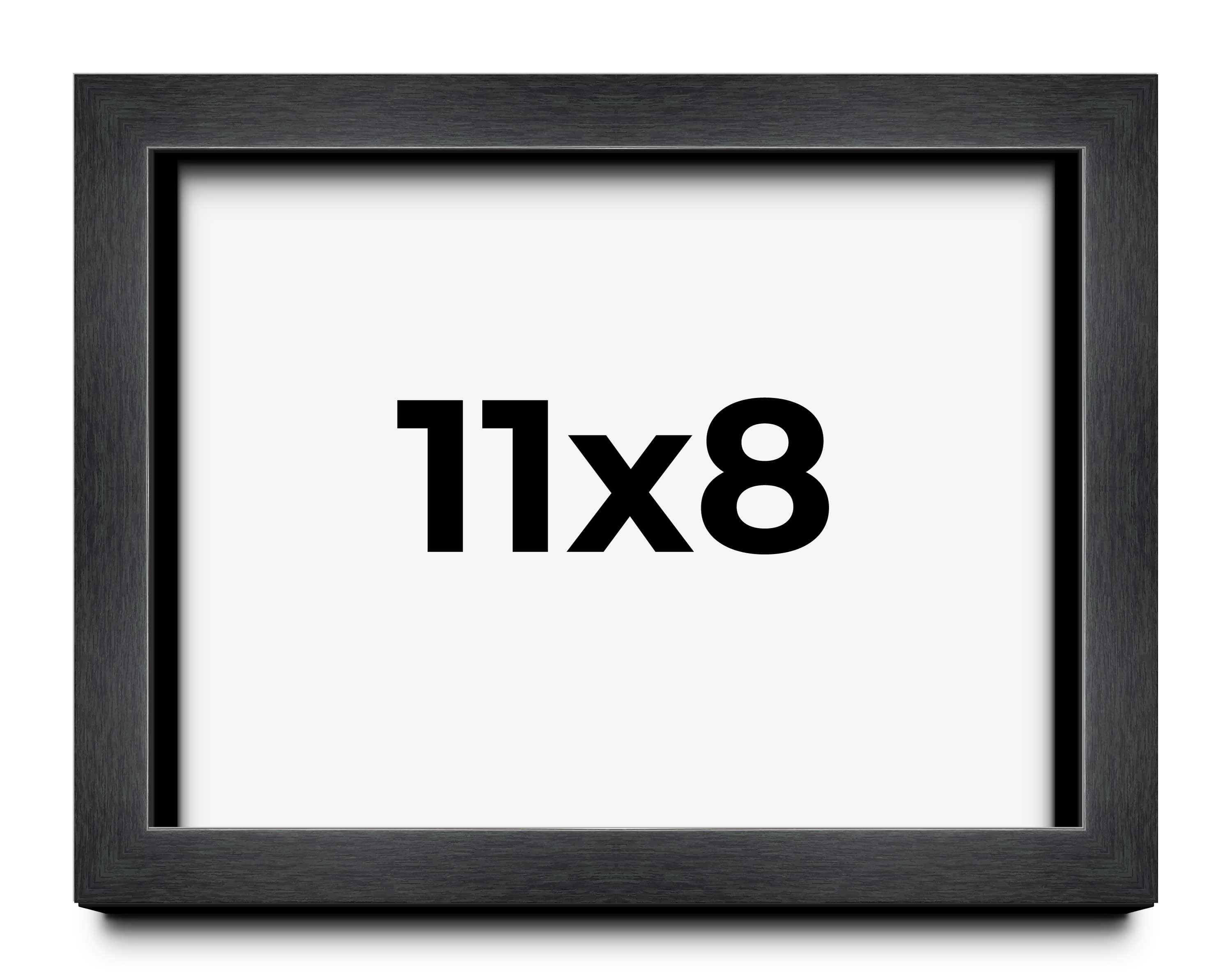 11x8 Frame Black Charcoal Grey Wood Textured Picture Frame | 0.75