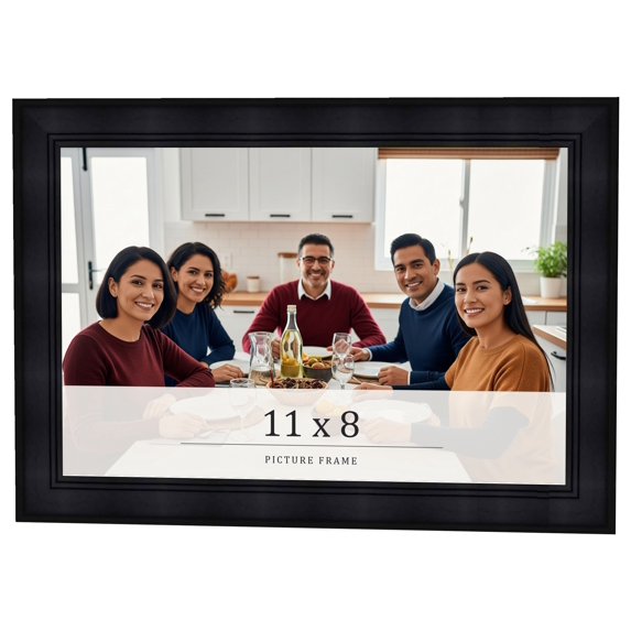 11x8 Frame Black Passaggi Solid Wood Picture Frame Width 1.5 Inches | Interior Frame Depth 0.5