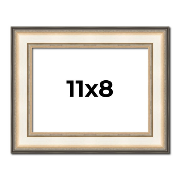 11x8 Frame Gold Silver Plein Aire 2" Inch Wide Moulding Solid Wood Picture Frame | Modena