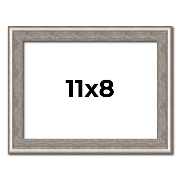 11x8 Frame Grey Real Wood Picture Frame Width 1.25 inches | Interior Frame Depth 0.5 inches | Hans