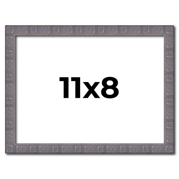 11x8 Frame Slate Blue Distressed Rustic Solid Wood Picture Frame | 0.75 Inch Moulding Width |