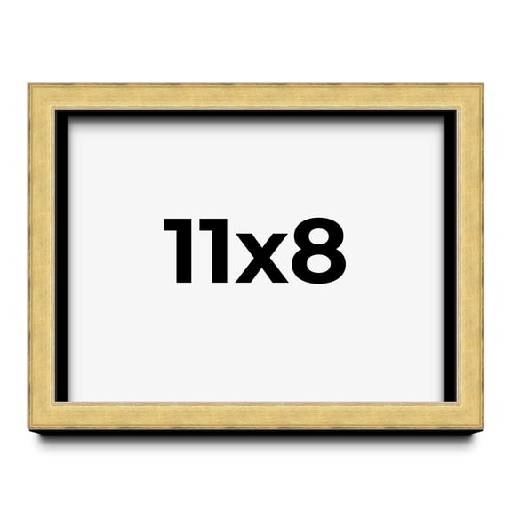 11x8 Shadow Box Frame Gold | 1.375 Inches Deep Real Wood Contemporary Shadowbox Display Frame | UV